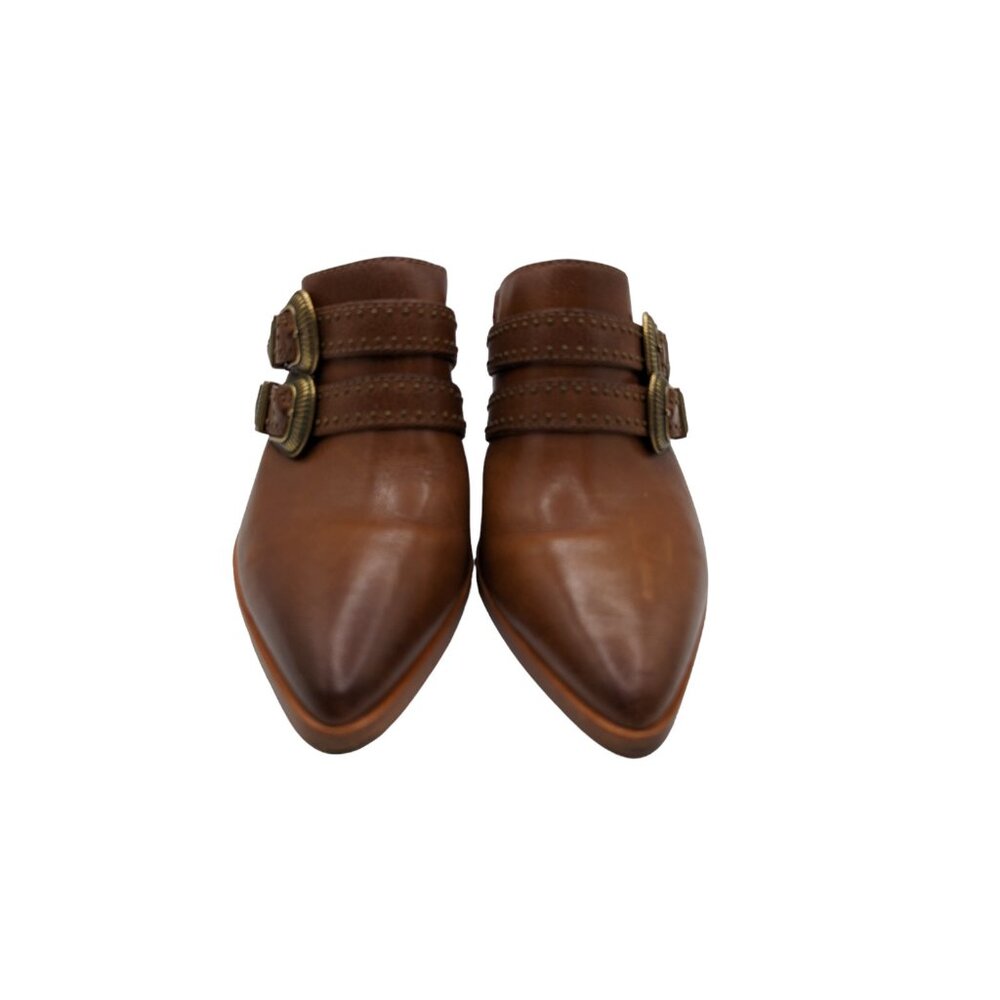 Frye Flynn Women's Belted Pointed Toe Brown Leather Mule Size 6.5M - Picture 5 of 12